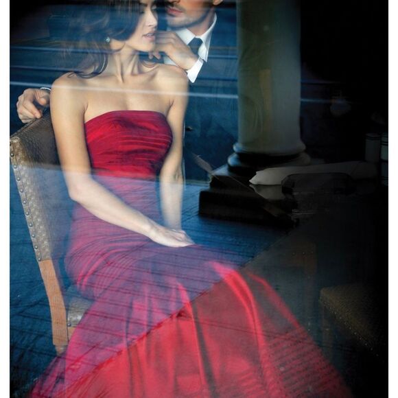 Evenings By Mon Cheri red mermaid strapless evening prom grad bridesmaid gown🔥 - Picture 3 of 16